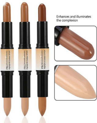 ADJD 3D Makeup Contour Highlight Stick Double-ended Contouring Highlighter  Concealer(multicolored, 12 g)