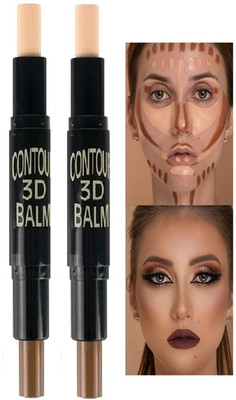 ADJD 2in1 Highlight and 3D Contour Balm Stick, Multi color Concealer(Beige, Brown, 8 g)