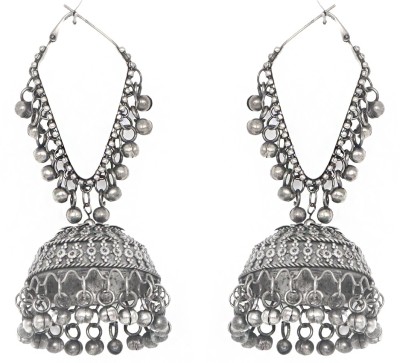 Teejh Teejh Turvi Silver Oxidised Earrings Alloy Jhumki Earring