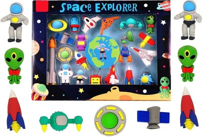 FunBlast Space Explorer Erasers for Kids - School Stationary Kit for Kids, Return Gifts for Kids (Pack of 17 Pcs) Eraser(Multicolor)
