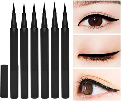 Latixmat Water & Smudge Proof Long Lasting Liquid Eye Liner pack of 6 15 g(BLACK)