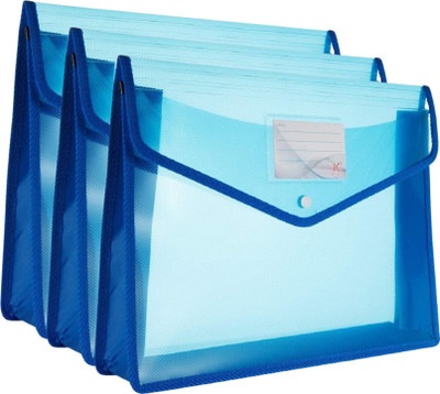 Fedus Plastic File Folder(Set Of 3, Blue)