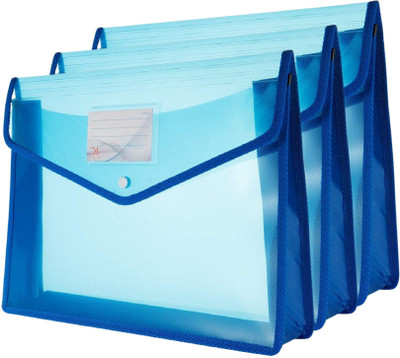 Fedus Plastic File Folder(Set Of 3, Blue)