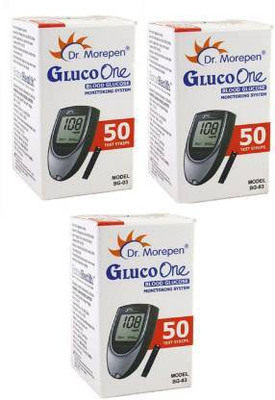 Dr. Morepen Dr Morepen BG 03 50 STRIP PACK OF 3 150 Glucometer Strips Glucometer(Multicolor)