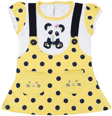 AmazBaby Baby Girls Mini/Short Casual Dress(Yellow, Short Sleeve)