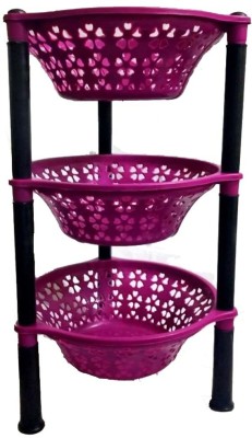 Skylii Fruits/Vegetables Kitchen Rack Plastic Plastic pink 3 Shelves rack 3 Tier