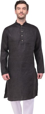 SG Men Solid Straight Kurta(Black)