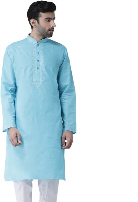 SG LEMAN Men Solid Straight Kurta(Blue)