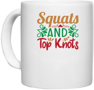 UDNAG White Ceramic Coffee / Tea 'Christmas | squats and top knots' Perfect for Gifting [330ml] Ceramic Coffee Mug(330 ml)