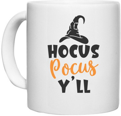 UDNAG White Ceramic Coffee / Tea 'Witch hat | hocus pocus y’ll' Perfect for Gifting [330ml] Ceramic Coffee Mug(330 ml)
