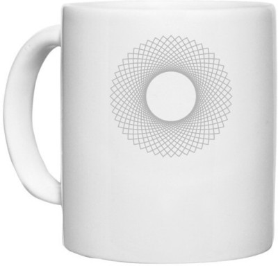 UDNAG White Ceramic Coffee / Tea 'Black Ring | Drawing' Perfect for Gifting [330ml] Ceramic Coffee Mug(330 ml)