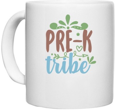 UDNAG White Ceramic Coffee / Tea 'Teacher Student | pre-k tribe' Perfect for Gifting [330ml] Ceramic Coffee Mug(330 ml)