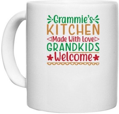 UDNAG White Ceramic Coffee / Tea 'Christmas | grammie's kichen made with love grandkids welcome' Perfect for Gifting [330ml] Ceramic Coffee Mug(330 ml)