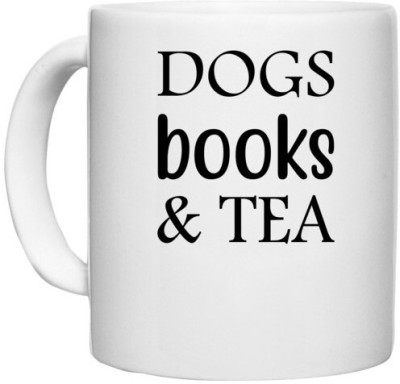 UDNAG White Ceramic Coffee / Tea 'Dogs | Dog Book and tea' Perfect for Gifting [330ml] Ceramic Coffee Mug(330 ml)