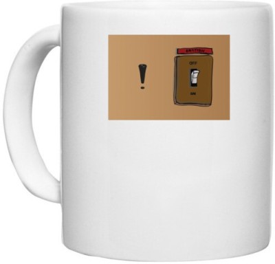 UDNAG White Ceramic Coffee / Tea 'Emotion plug | Emotion off on' Perfect for Gifting [330ml] Ceramic Coffee Mug(330 ml)