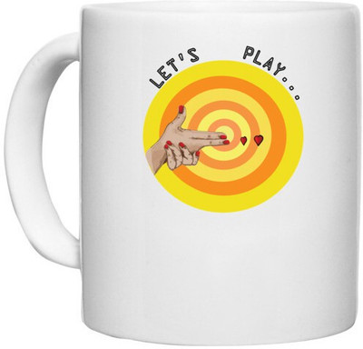 UDNAG White Ceramic Coffee / Tea 'Love | Lets Play' Perfect for Gifting [330ml] Ceramic Coffee Mug(330 ml)