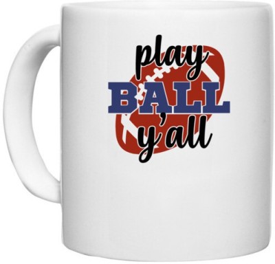UDNAG White Ceramic Coffee / Tea 'Football | play ball y'all' Perfect for Gifting [330ml] Ceramic Coffee Mug(330 ml)