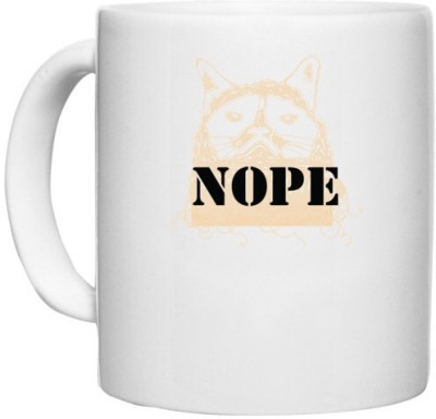 UDNAG White Ceramic Coffee / Tea 'Dog | Nope' Perfect for Gifting [330ml] Ceramic Coffee Mug(330 ml)