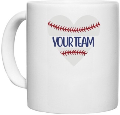 UDNAG White Ceramic Coffee / Tea 'Baseball | your team2' Perfect for Gifting [330ml] Ceramic Coffee Mug(330 ml)