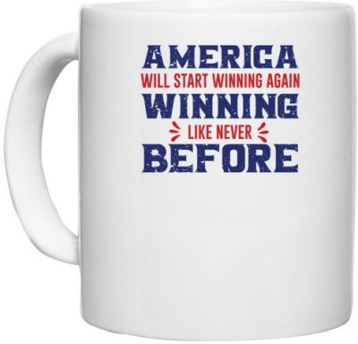 UDNAG White Ceramic Coffee / Tea 'Winning | Donalt Trump' Perfect for Gifting [330ml] Ceramic Coffee Mug(330 ml)