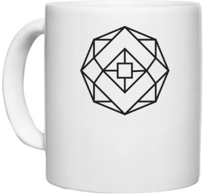 UDNAG White Ceramic Coffee / Tea 'Black Square | Drawing' Perfect for Gifting [330ml] Ceramic Coffee Mug(330 ml)