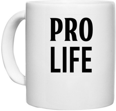 UDNAG White Ceramic Coffee / Tea 'Life | Pro life' Perfect for Gifting [330ml] Ceramic Coffee Mug(330 ml)