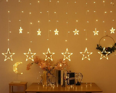 Niya Creation 138 LEDs 2.49 m Yellow Flickering, Steady Star Rice Lights(Pack of 1)
