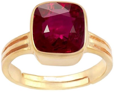 CHIRAG GEMS 7.25 Carat Certified Unheated Untreatet A+ Quality Natural Ruby Manik Gemstone Panchdhatu Gold Ring for Women and Men Bronze Ruby Gold Plated Ring