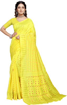 Kanooda Prints Self Design Bollywood Net Saree(Black)