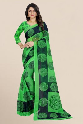 RUNAYA NX Printed Daily Wear Georgette Saree(Green)