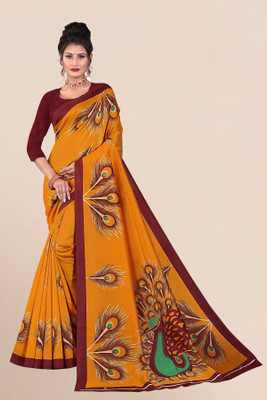 Vimalnath Synthetics Printed Bollywood Art Silk Saree(Mustard)