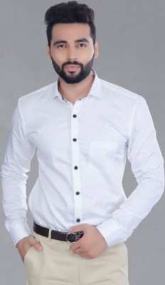 BLUE FER FASHION Men Solid Formal White Shirt