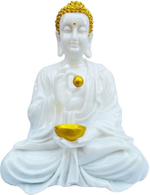 krishnagallery1 Goli Gautam Buddh Statue Feng Shui , Love Couple , Decorative Showpiece  -  30 cm(Marble, White, Gold)