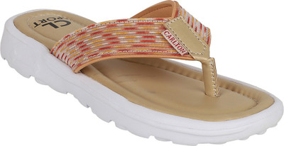 CARLTON LONDON Women Women's Patterned Thong Comfort Flip-Flops Flip Flops(Beige , 4)
