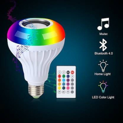 Bhanu presenting a new smart music bulb with multicolour lights and bluetooth Smart Bulb
