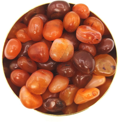 Plus Value Carnelian Pebbles Tumbles in bronze bowl â€“ A Power Stone Regular Asymmetrical Crystal Pebbles(Red 200 g)