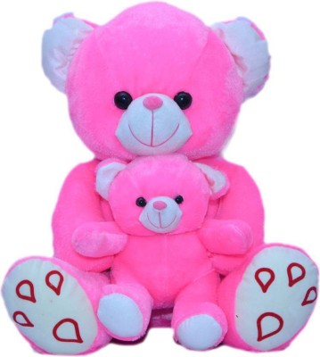 Renox Cute stuffed unique Mother with child soft Teddy Bear for Kids/Decoration/Gift  - 31 cm(Pink)