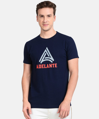 Adelante Printed Men Round Neck Dark Blue T-Shirt