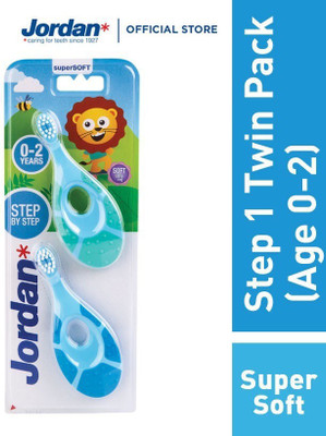 Jordan Step 1 Baby Toothbrush, 0-2 Years, Soft Bristles, BPA Free (Pack of 2, 0-2 Years l- Multi Color) Extra Soft Toothbrush(Pack of 2)