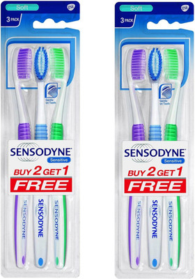 SENSODYNE Sensitive Soft Toothbrush - Pack of 2 x 3 Soft Toothbrush(Pack of 2)