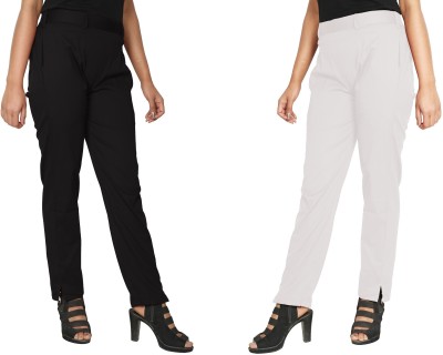 PINOVO Regular Fit, Relaxed Women Black, White Trousers