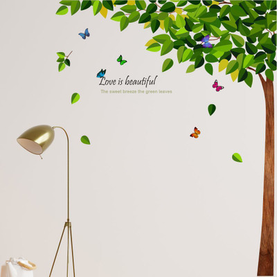 Wallzone 128 cm Green Tree|Nature Self Adhesive Sticker(Pack of 1)