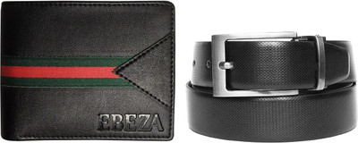 EBEZA Wallet & Belt Combo(Black, Brown)