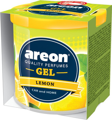 areon Lemon Car Freshener Diffuser Gel Can 80g Lemon | Long Lasting Fragrance | Environment Friendly Gel | Refresh Every Interior - Car, Office Or Your Home| Eliminate Odors And Refresh The Air(146 g)