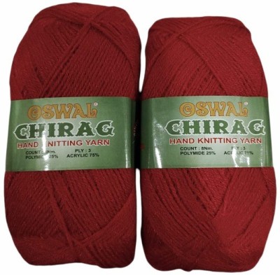 RCB Chirag Red (600 gm) Wool Ball Hand Knitting Wool/Art Craft Soft Fingering Crochet Hook Yarn, Needle Knitting Yarn Thread Shade no-25