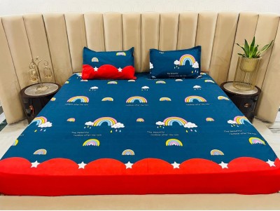 Being Handloom 190 TC Polycotton King Cartoon Fitted (Elastic) Bedsheet(Pack of 1, Blue)