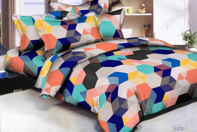 Mittan Traders 140 TC Polycotton Double Floral Flat Bedsheet(Pack of 1, Foothball)