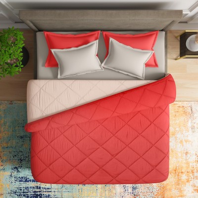 Wakefit Solid Double Comforter for  Mild Winter(Polyester, Red and Peach)