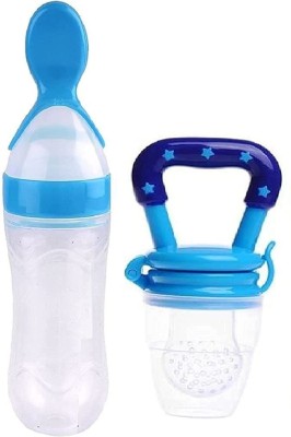 Miracle Moms Feeding Bottle Food Dispensing Spoon Fruit Feeder for Newborn Baby Kids Teether and Feeder(Blue)