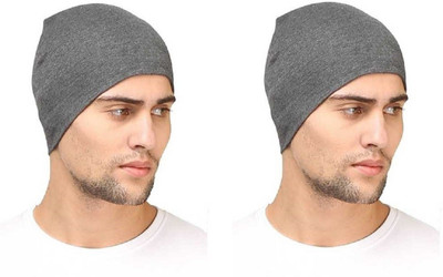 poshing Solid Beanie Cap(Pack of 2)